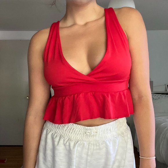 Red Amazon Peplum Going Out Top - Picture 1 of 3